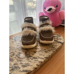 FLUFF PUNK UGGS Ankle Boot Shearling Sheepskin  CHESTNUT  Women's Size 7 VGUC